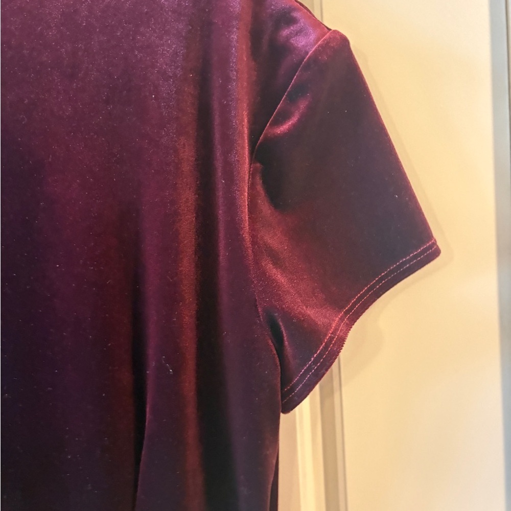 Vintage Robbie Bee Burgundy Velvet  Surplice Rockabilly Grunge Dress Size 10 - Picture 10 of 12